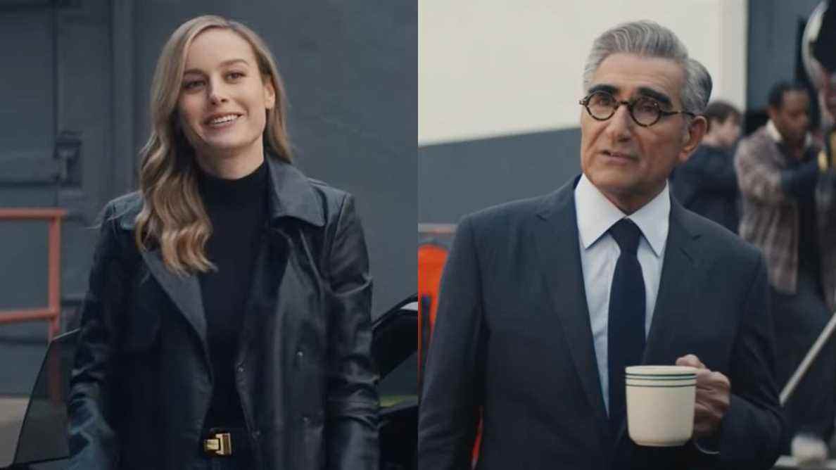 Les stars de Schitt's Creek s'associent à certains favoris du MCU, dont Brie Larson, pour une publicité pour le Super Bowl
