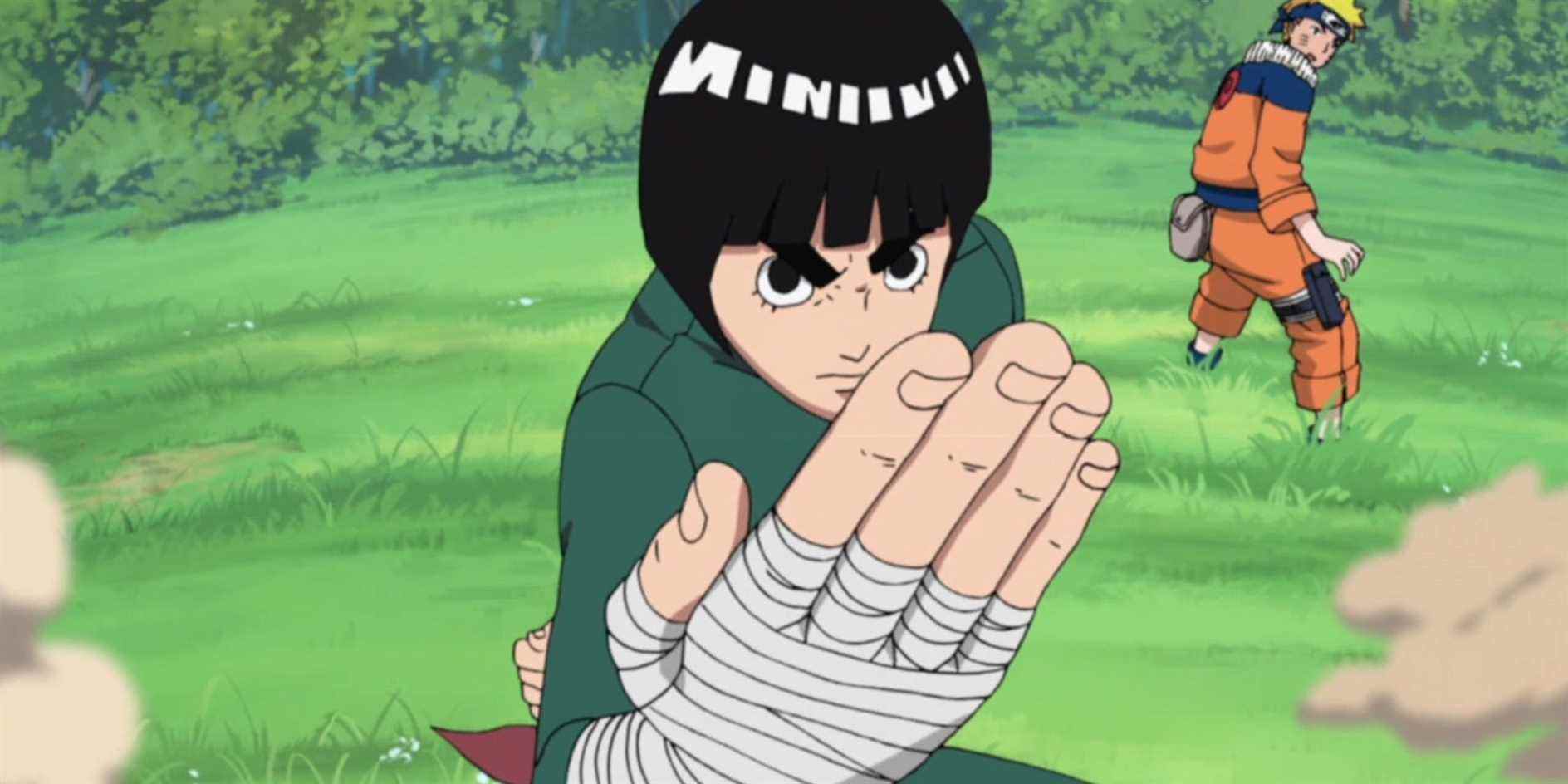 Position de combat de Rock Lee avec Naruto