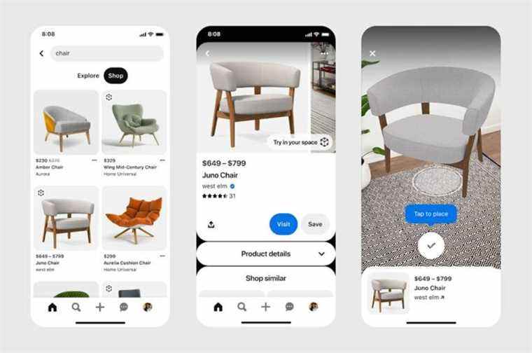 Pinterest ajoute l’achat de meubles en réalité augmentée à son application