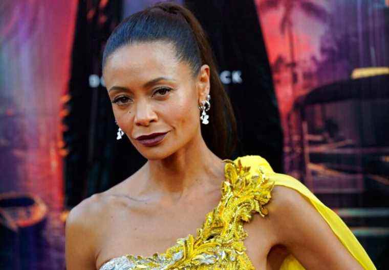 Thandiwe Newton, a cast member in "Reminiscence," poses at the premiere of the film, Tuesday, Aug. 17, 2021, at the TCL Chinese Theatre in Los Angeles. (AP Photo/Chris Pizzello)