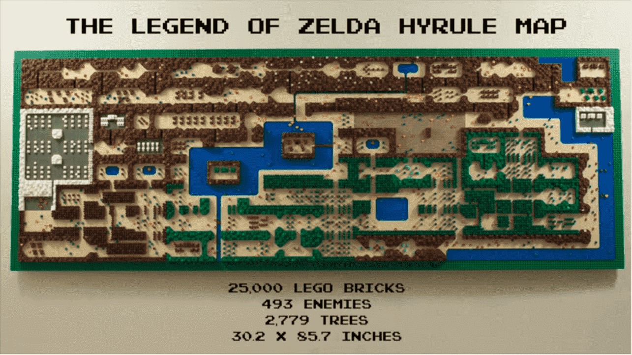 Un fan construit la carte NES Zelda avec 25 000 briques Lego
