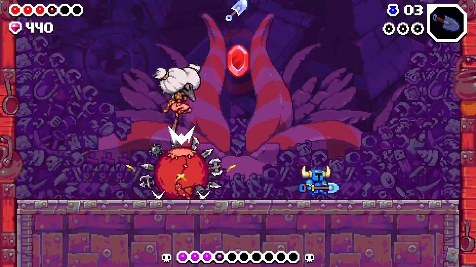 Capture d'écran du boss de Scrap Knight, Shovel Knight Dig