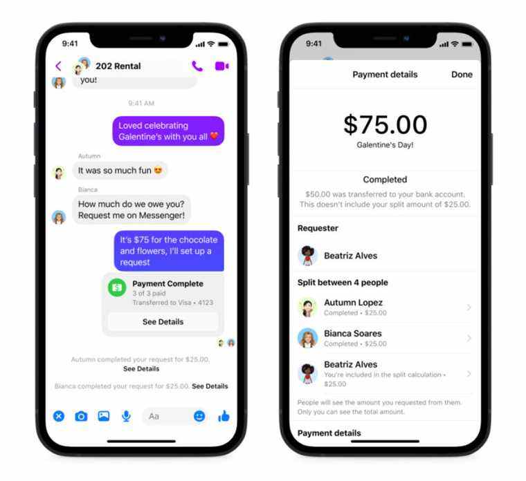 Vous pouvez désormais partager la facture avec vos amis sur Facebook Messenger