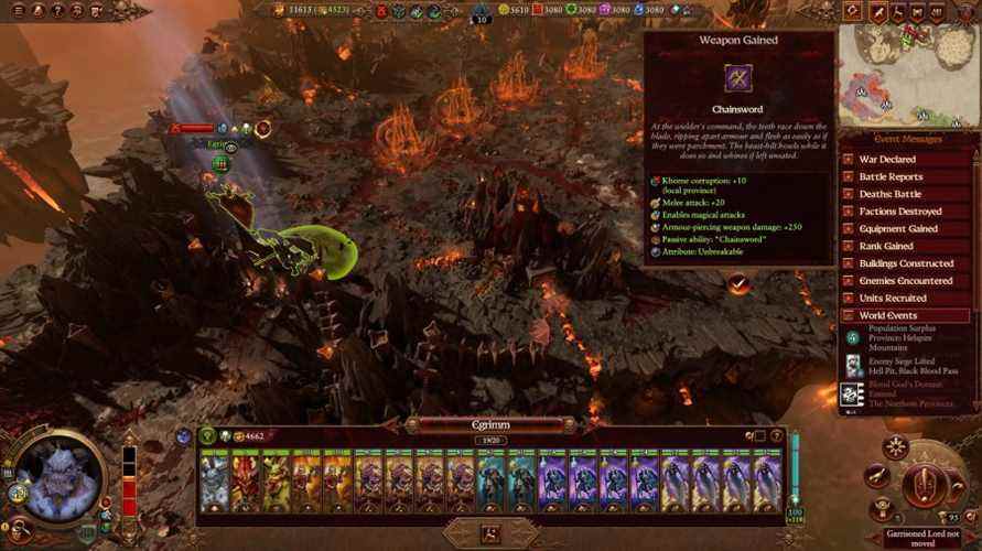 Chainsword Khorne travaille pendant notre examen de Total War: Warhammer 3