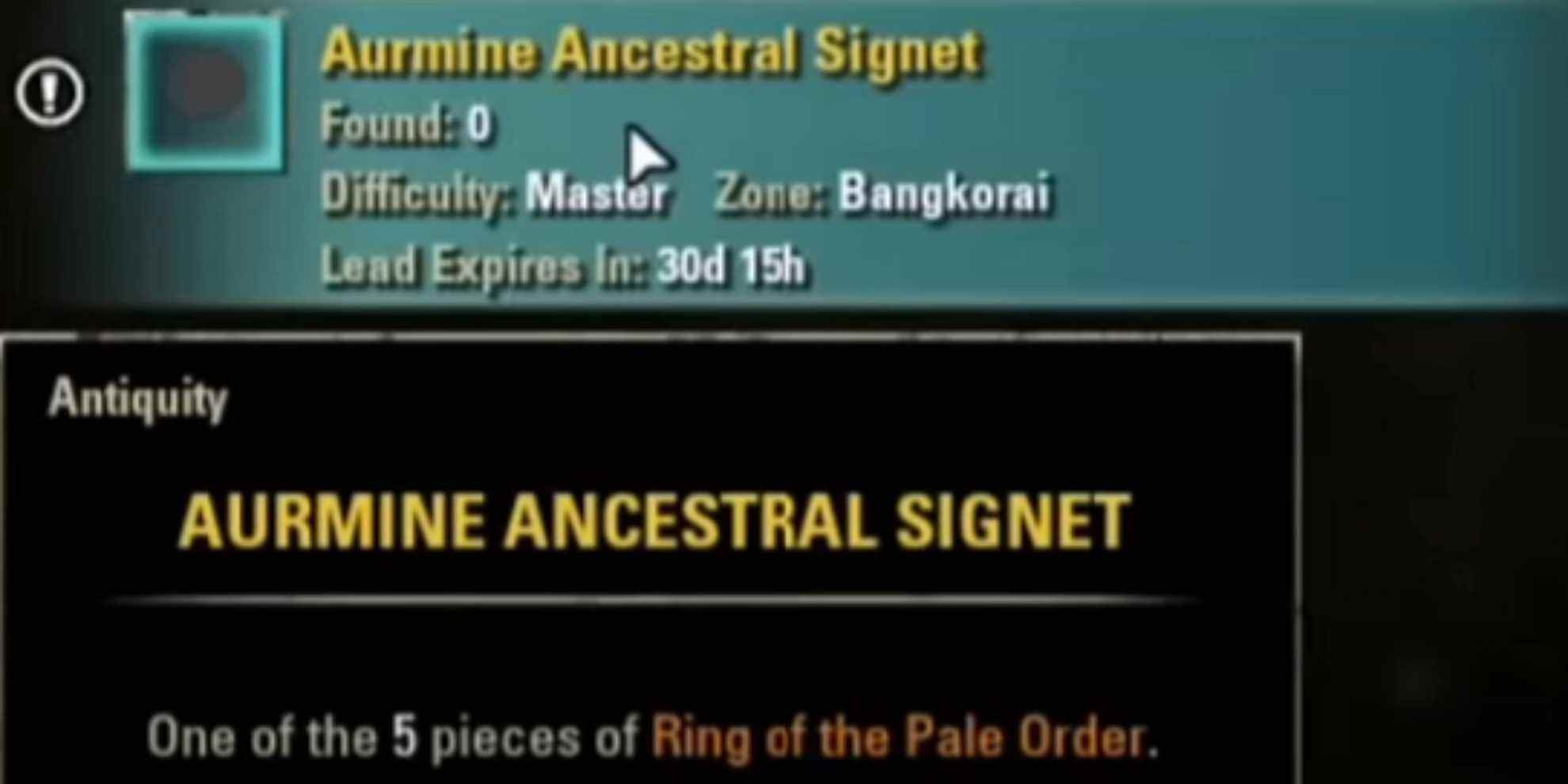 Elder Scrolls Online Aurmine Ancestral Signet Lead Inside Menu