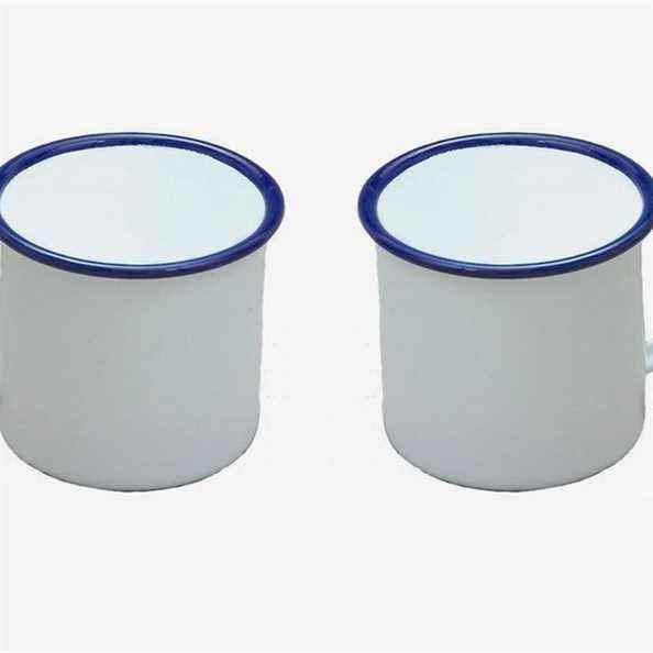 Ensemble de 2 tasses en émail blanc