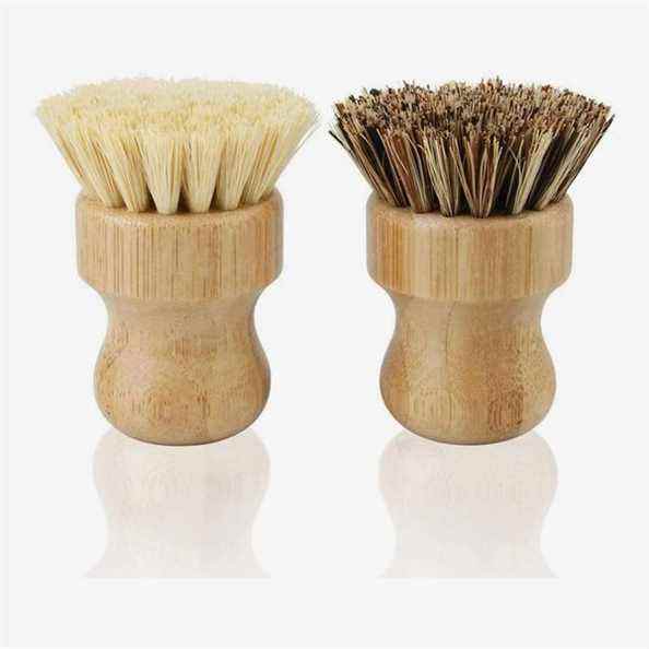 Brosse de nettoyage ronde en bambou naturel