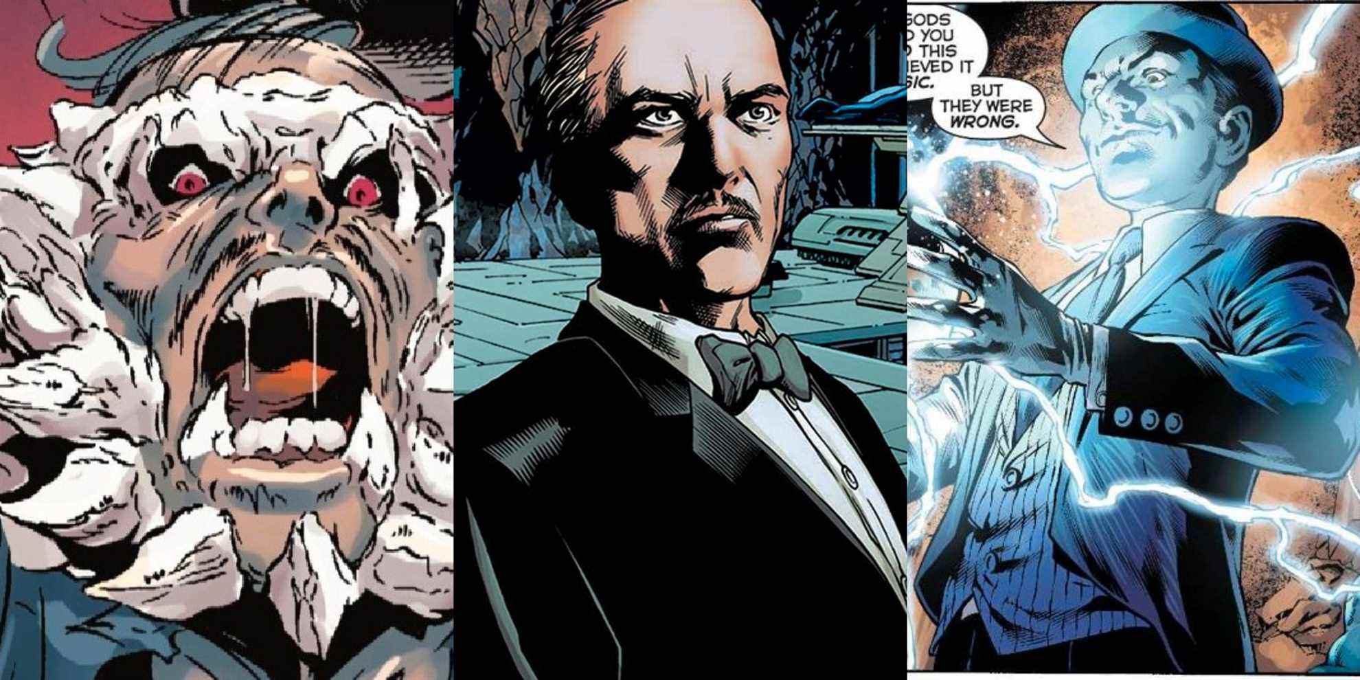 Alfred Pennyworth weirdest versions split featured Doomsday Alfred, Alfred in the Batcave, and Alfred as the Outsider