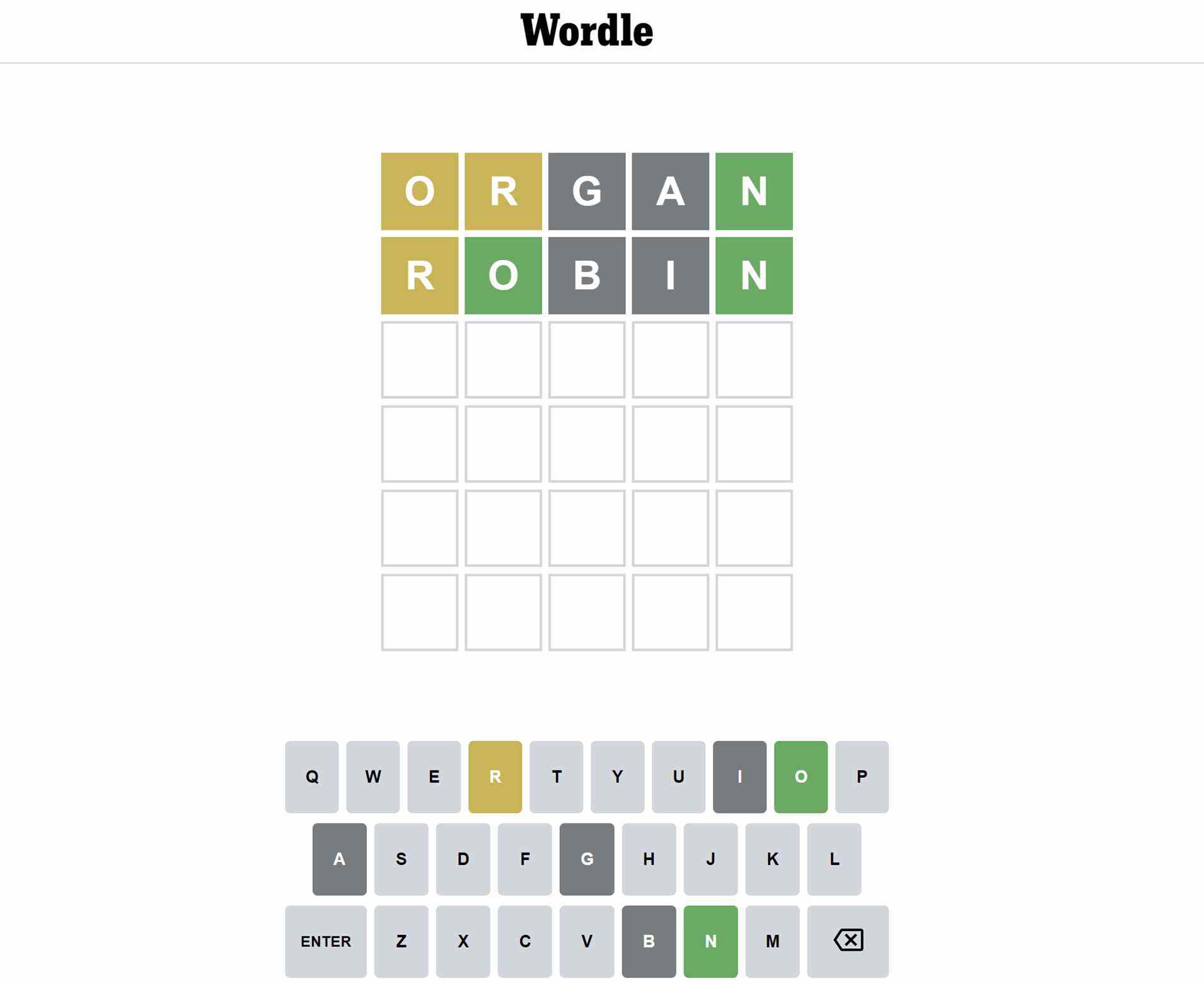 Résultat du deuxième mot