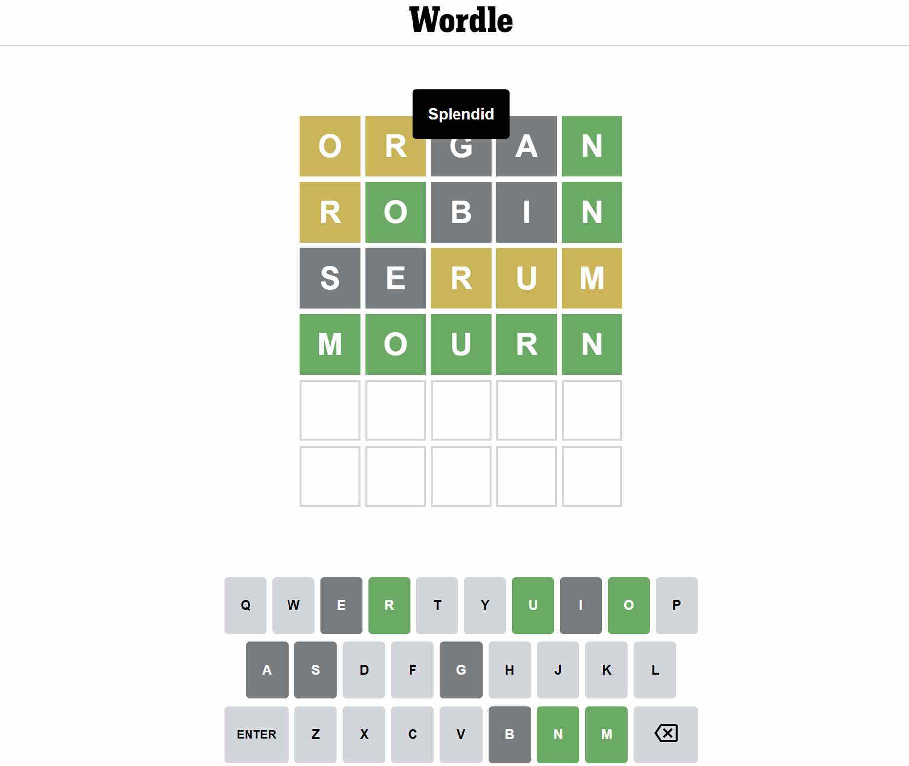 Résultat du quatrième mot