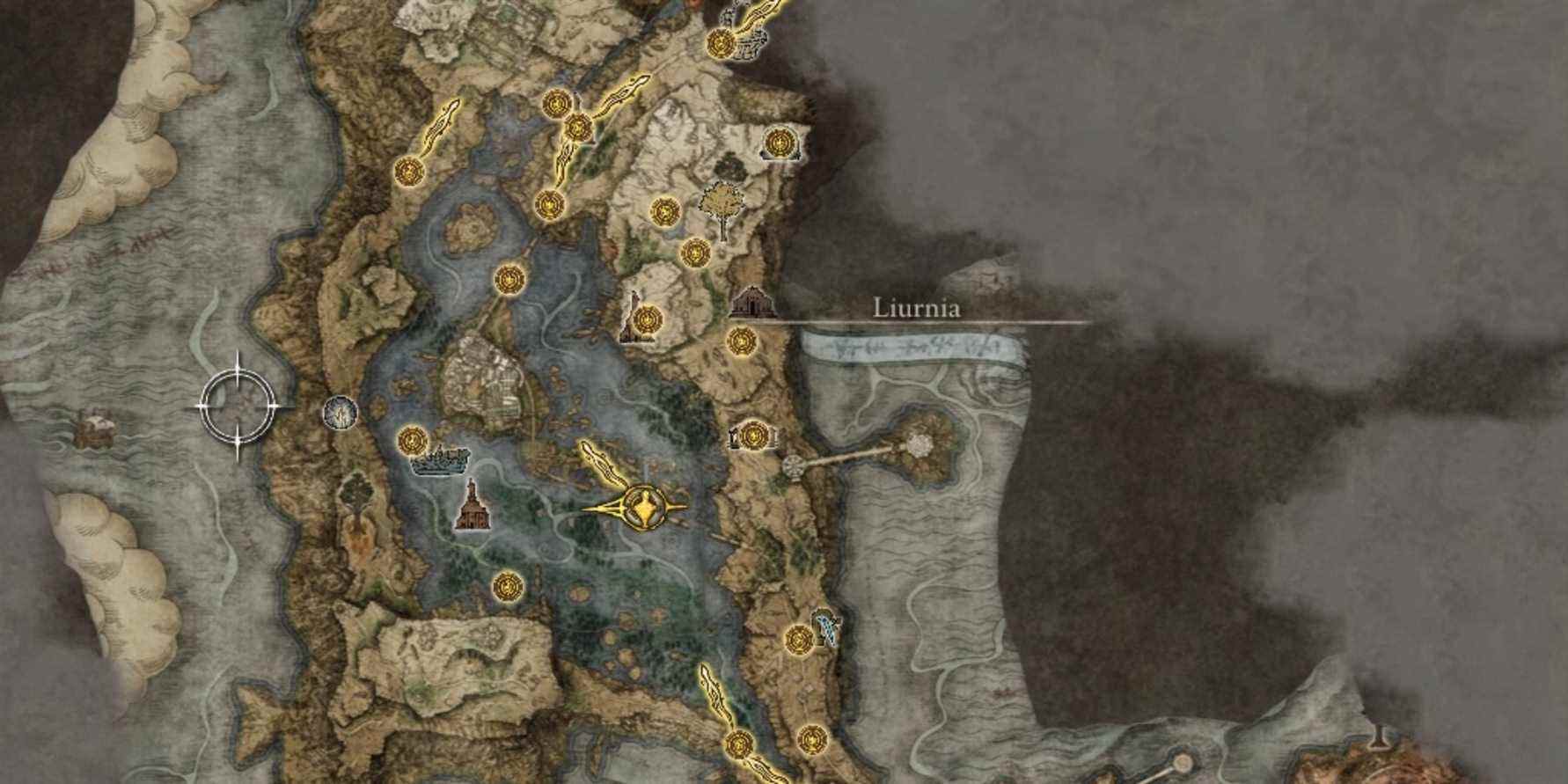 liurnia of the lakes map in elden ring