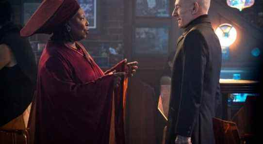 Pictured: Whoopi Goldberg as Guinan and Sir Patrick Stewart as Jean-Luc Picard of the Paramount+ original series STAR TREK: PICARD. Photo Cr: Nicole Wilder/Paramount+ ©2022 ViacomCBS. All Rights Reserved.