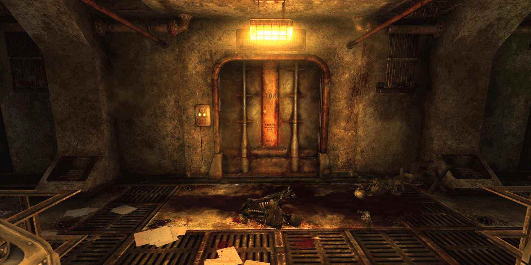 Fallout 3 Vault 108 door skeletons