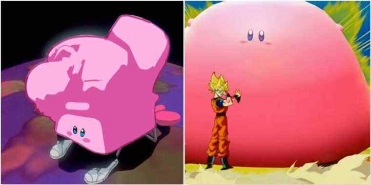 Kirby memes involving Evangelion and Dragon Ball Z