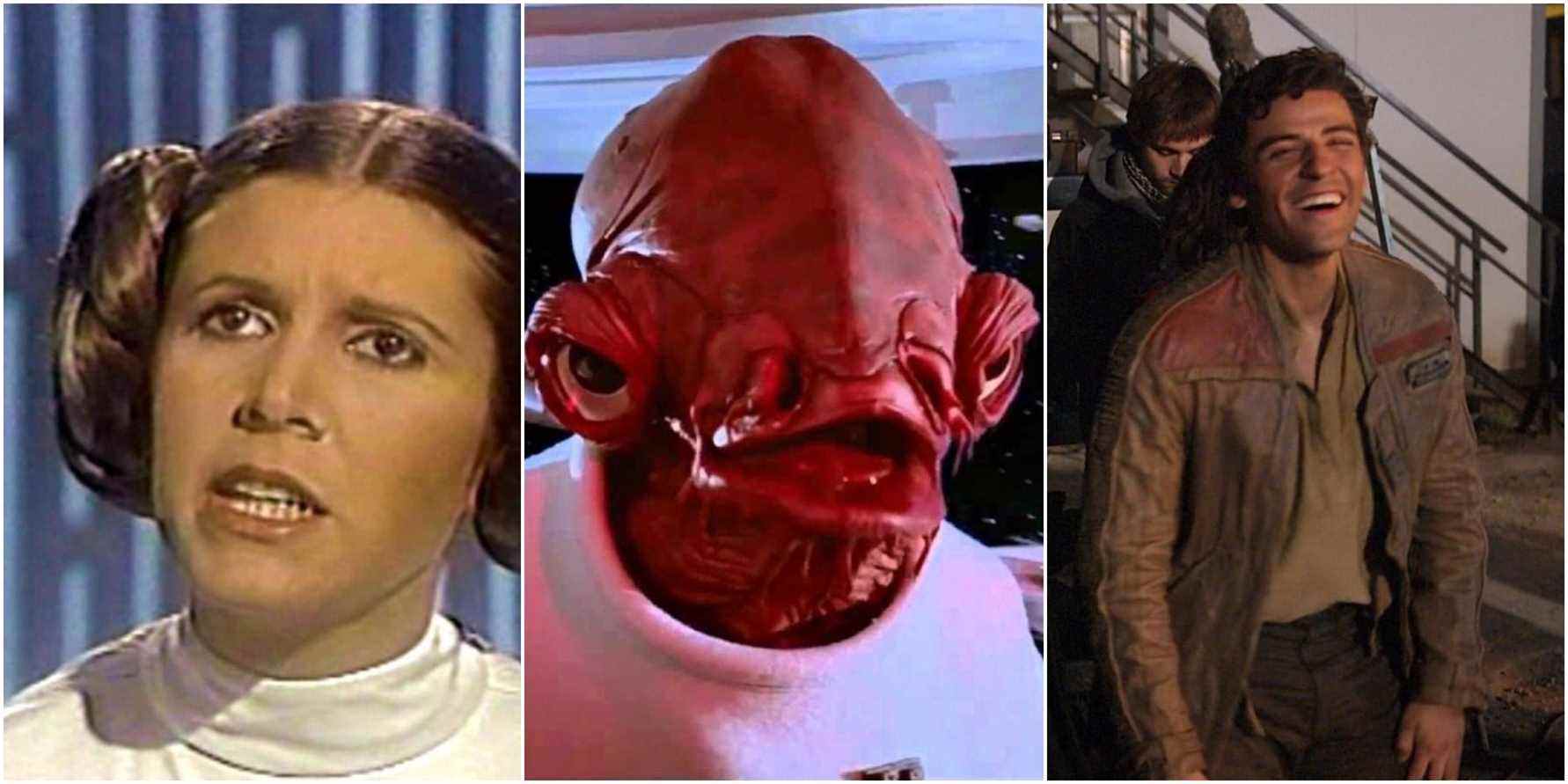 Left to right: Leia, Ackbar, Poe Dameron