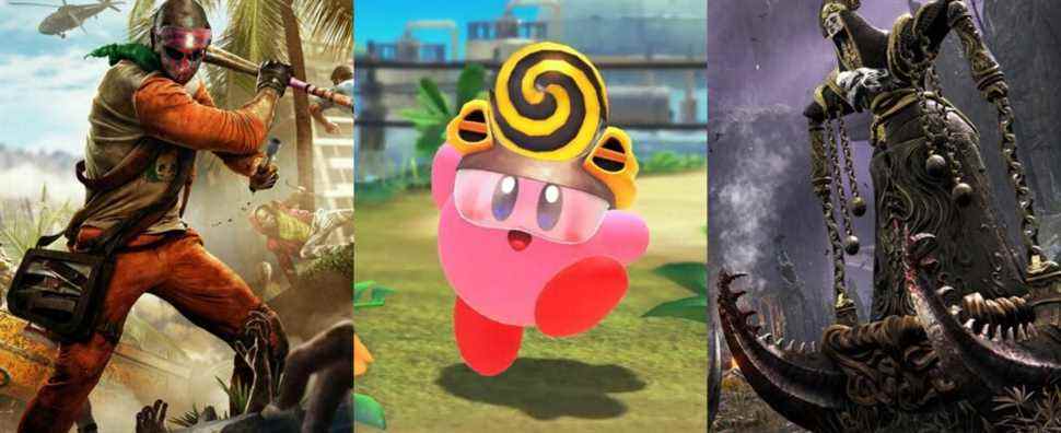 A bandit from Dying Light, Kirby, and an enemy from Elden Ring