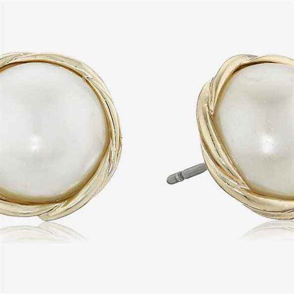 Petites boucles d'oreilles à tige torsadées dorées Anne Klein