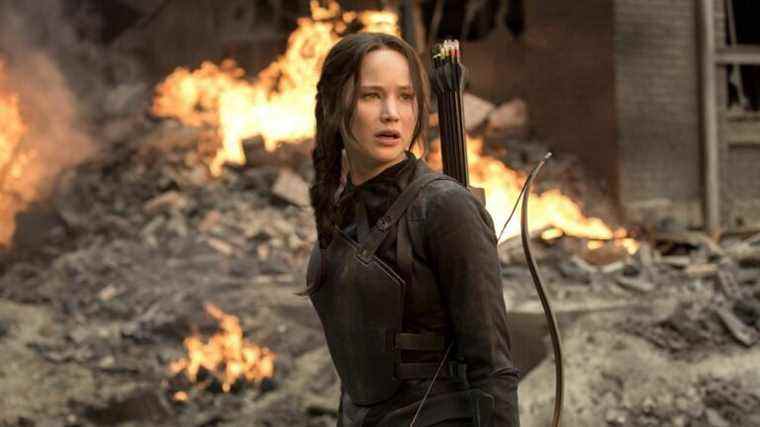 Jennifer Lawrence as Katniss Everdeen in The Hunger Games