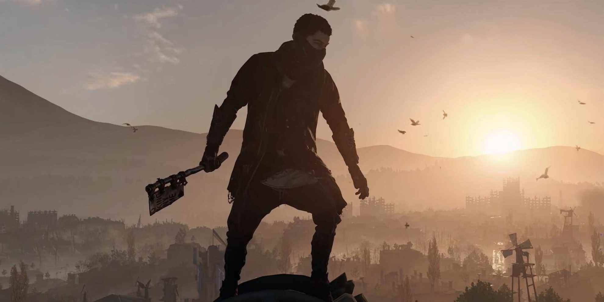 Dying Light 2 screenshot Aiden at sunset axe