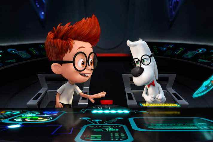 M. Peabody et Sherman sont assis aux commandes de la machine WABAC.