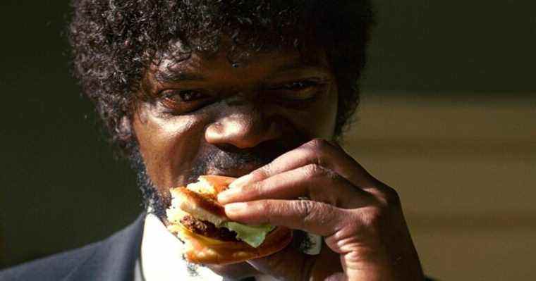 Samuel L Jackson eats a Big Kahuna Burger in Pulp Fiction