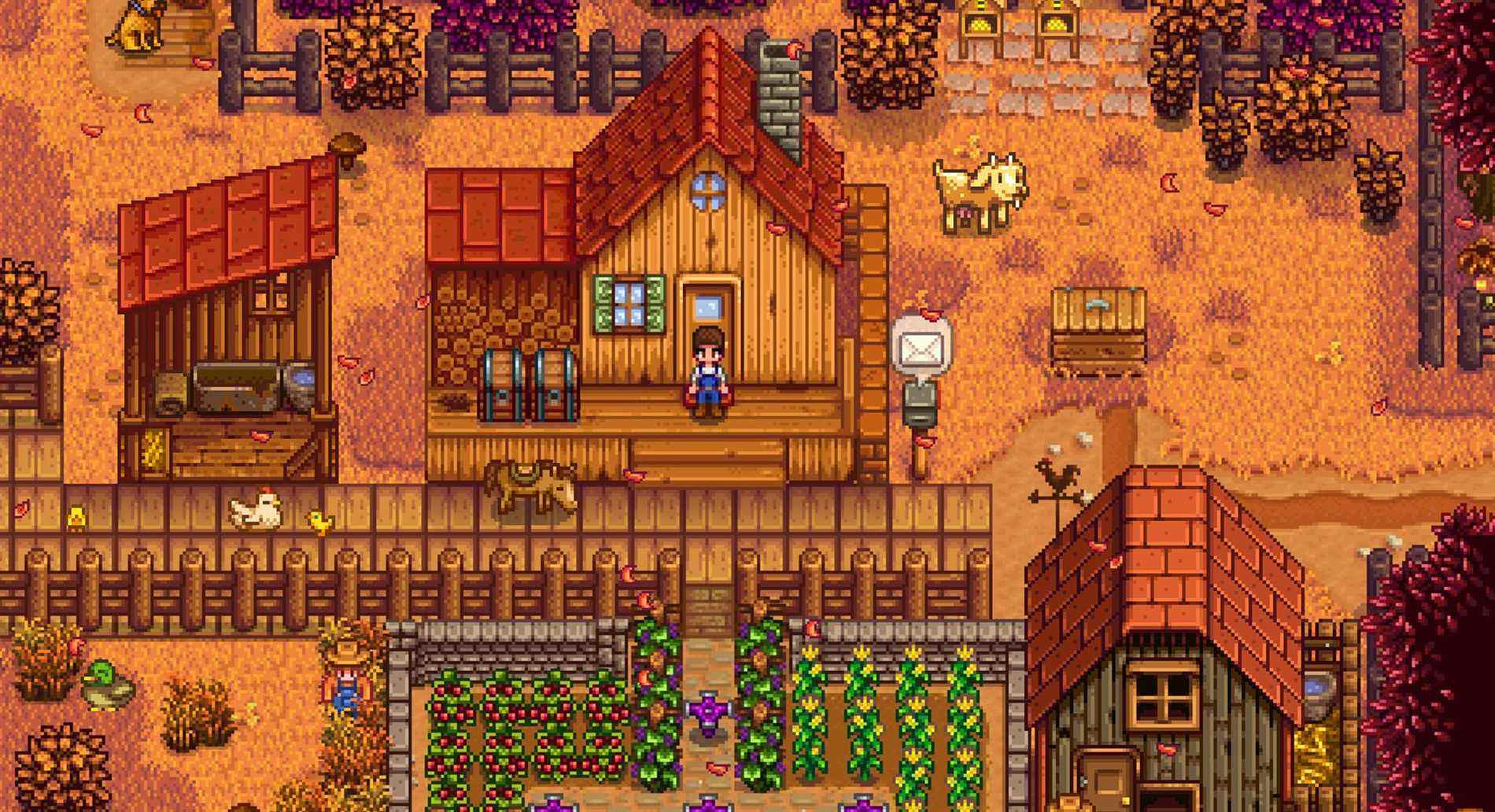 Maintenir un bouton enfoncé pour saluer tous vos animaux de Stardew Valley en même temps est un tel gain de temps.