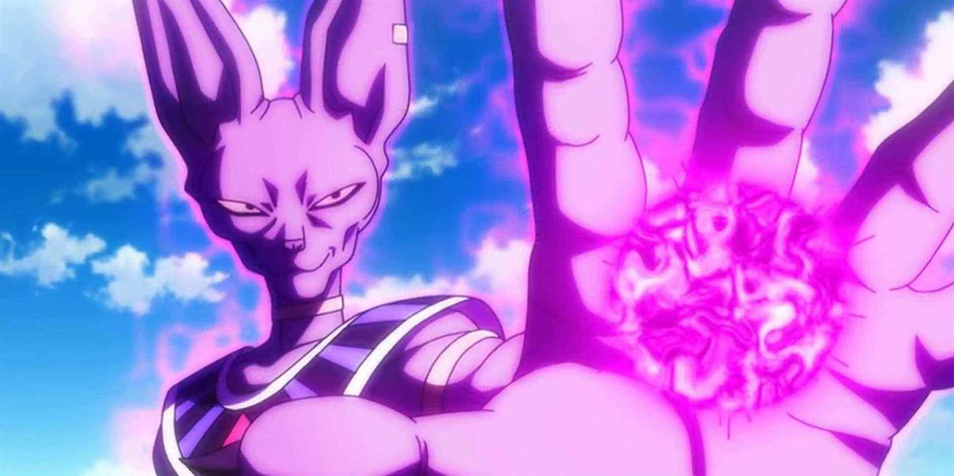 Beerus et l'énergie Hakai dans Dragon Ball Super