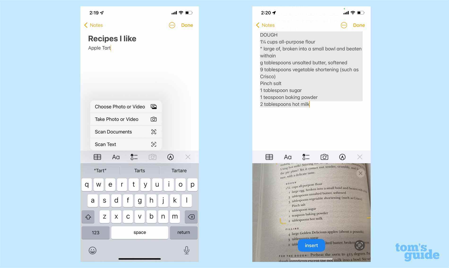 Utiliser le texte en direct dans ios 15.4 Notes