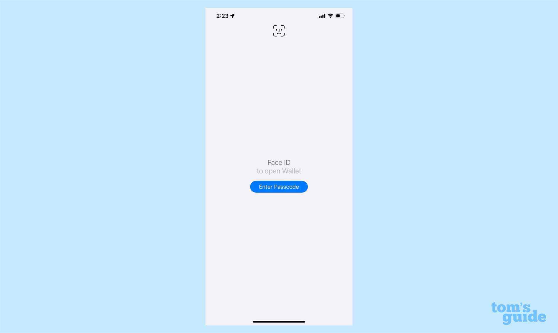 Écran d'authentification du portefeuille iOS 15.4