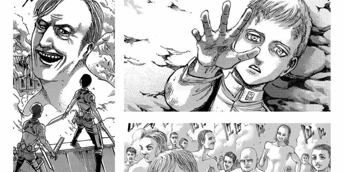 Un panneau de manga d'Attack on Titan