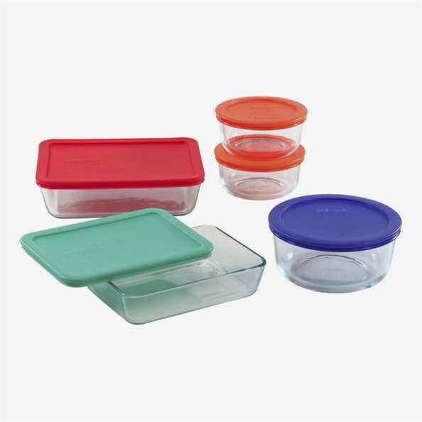 Ensemble de contenants de conservation des aliments en verre Pyrex 10 pièces