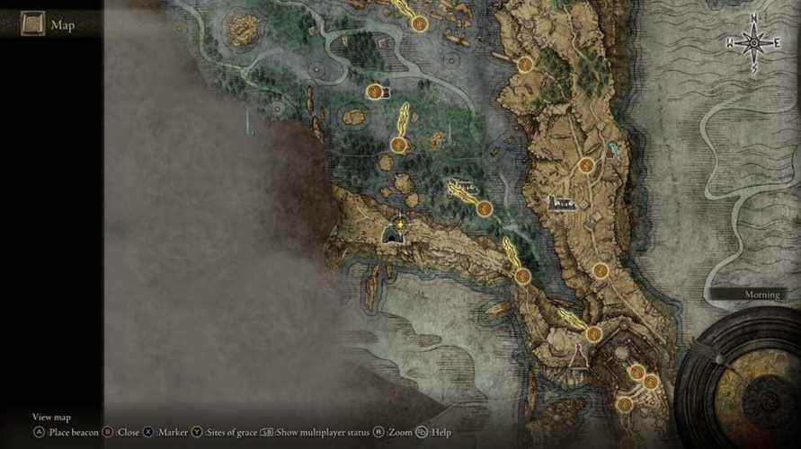 Emplacement sur la carte du talisman Spear dans Elden Ring