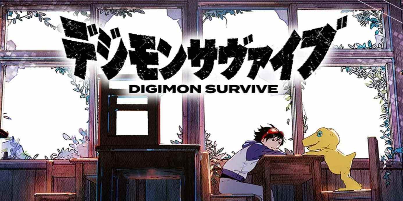 digimon survive à l'art promotionnel avec le personnage principal et agumon