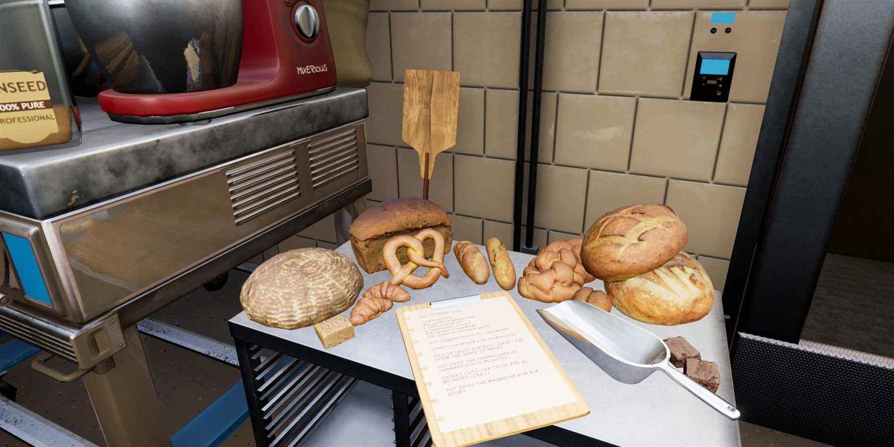 simulateur-de-boulangerie-divers-pains-assis-sur-la-table-a-cote-du-presse-papiers-et-de-la-machine