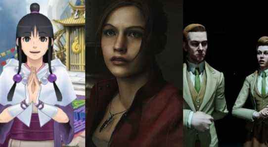 Best Sisters in Videogames split featured Maya Fey, Claire Redfield, and Lutece Twins