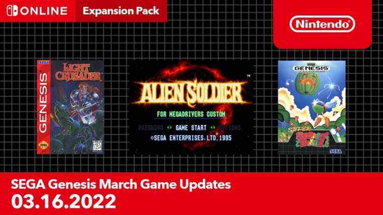 Nintendo Switch Online ajoute de nouveaux jeux SEGA Genesis pour mars 2022
