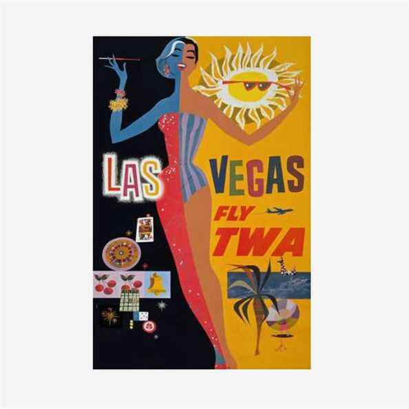 Réimpression d'affiche de tourisme de voyage Vintage Las Vegas America