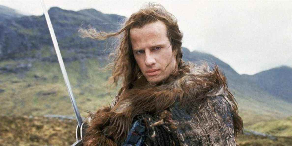 Christopher Lambert dans le rôle de Conner MacLeod dans Highlander.