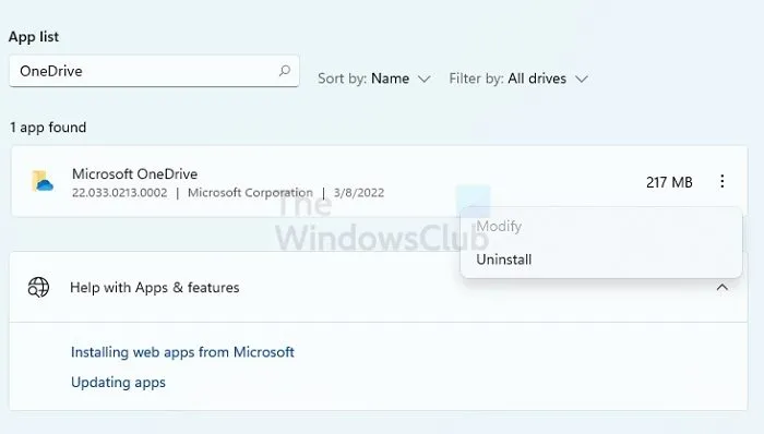 désinstaller OneDrive Windows