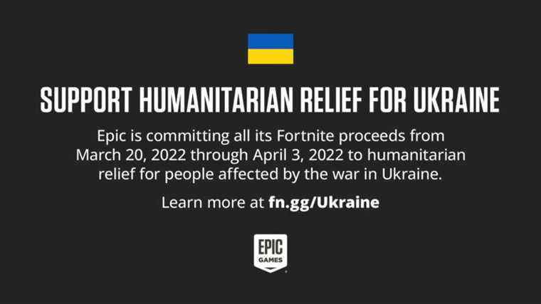 Epic Games fera don de tous les bénéfices de Fortnite pendant deux semaines à l’aide humanitaire pour l’Ukraine