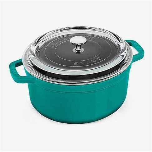 Staub Fonte 4 pintes.  Cocotte ronde avec couvercle en verre