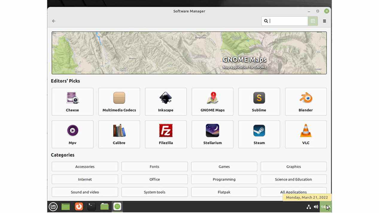 Le bureau Linux Mint