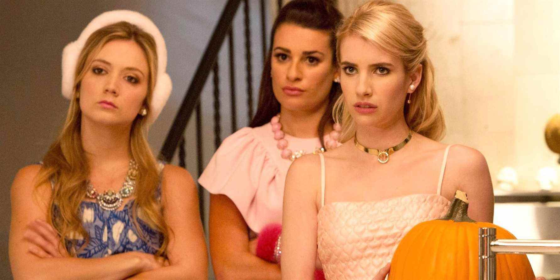 Billie Lourd, Lea Michelle, and Emma Roberts in Scream Queens