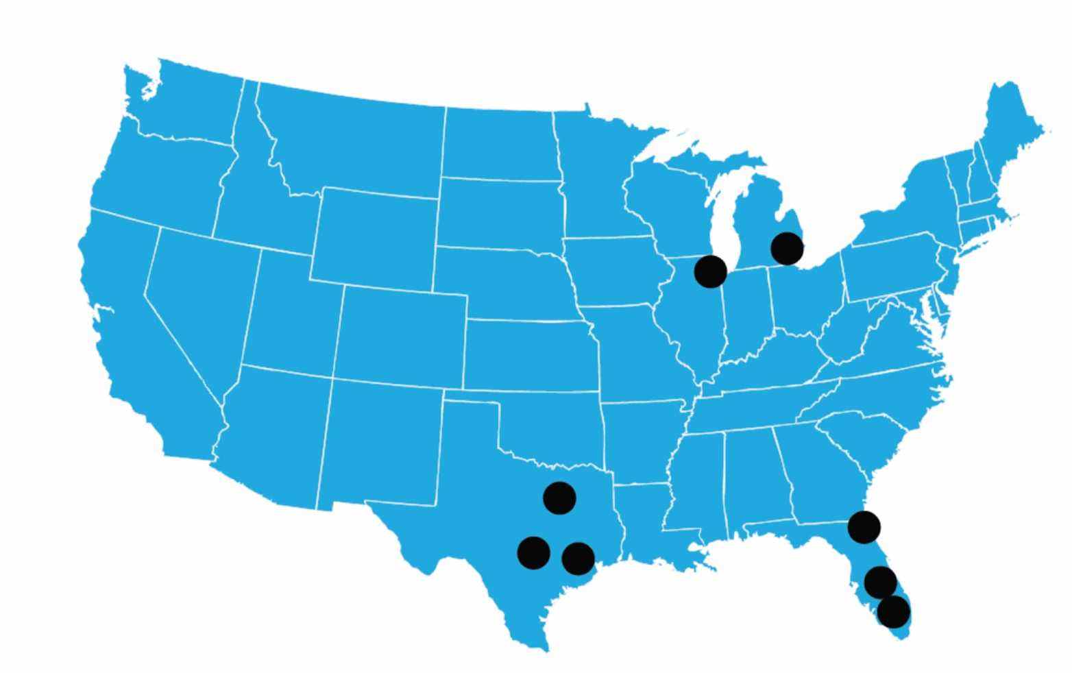 Couverture AT&T 5g montrant les villes en bande C