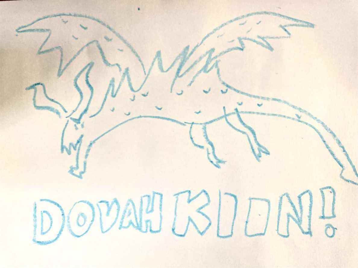 Un dessin d'un des dragons de Skyrim