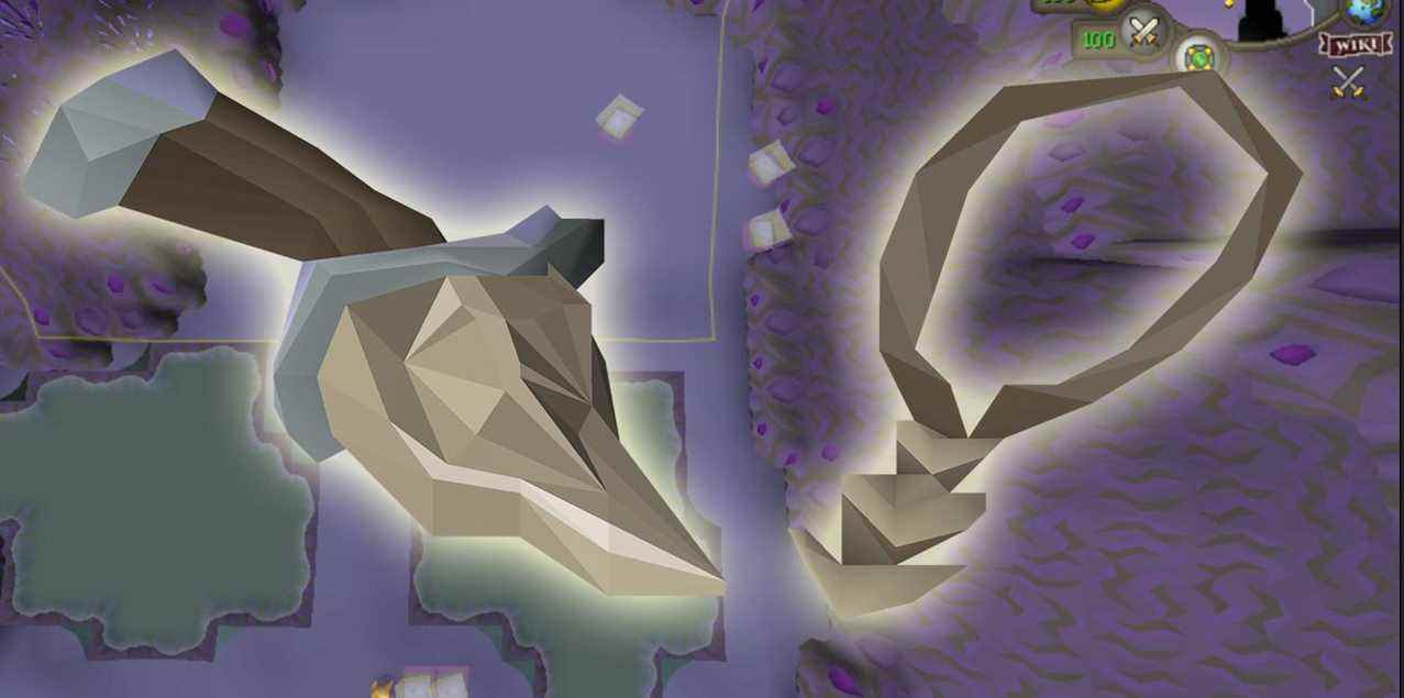 collier bonecrusher et bonecrusher sur fond de gelées dans les catacombes de Kourend