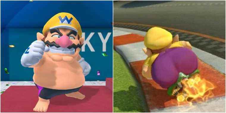 shirtless wario and wario's peach