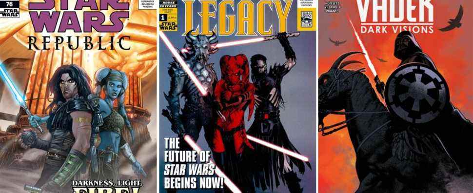 Star Wars Republic, Legacy, and Vader Dark Visions covers for comic books