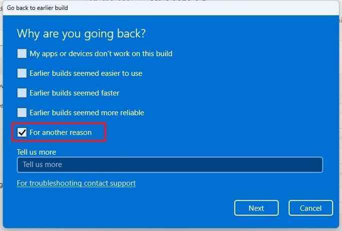 Raison de la désinstallation de Windows 11