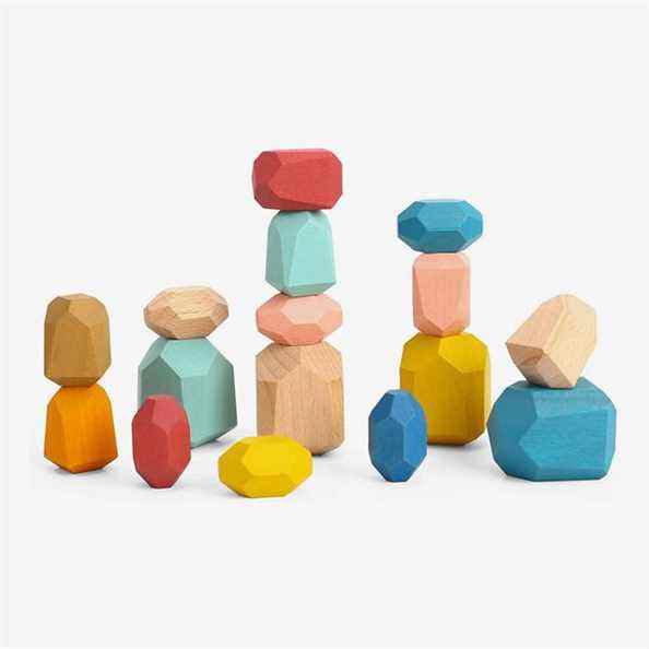 Tookyland Lot de 16 pierres empilables en bois